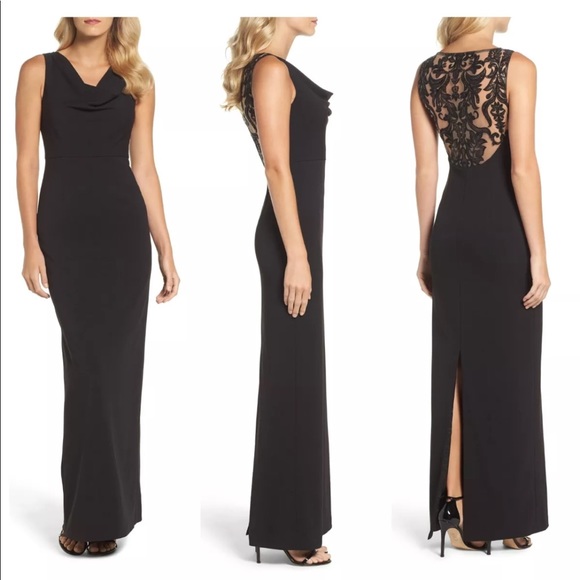 Adrianna Papell Dresses & Skirts - NWT Adrianna Papell Embroidered Back Black Gown